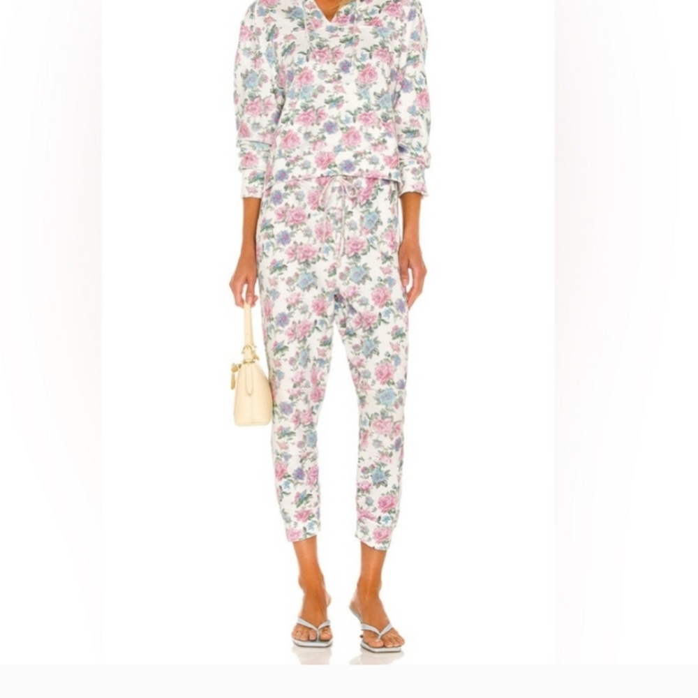 Love Shack Fancy Etty Floral Joggers - Sea Orchid